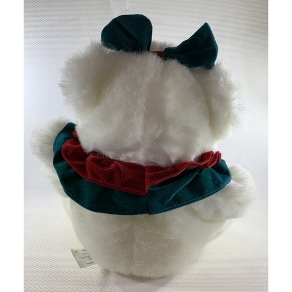 Vintage Dan Dee Holiday White Plush Teddy Bear 10" Christmas Ruffles Bow Stuffed - Picture 5 of 10